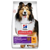 14kg Hill's Science Plan Sensitive Stomach & Skin Medium Adult Hundefutter mit Huhn