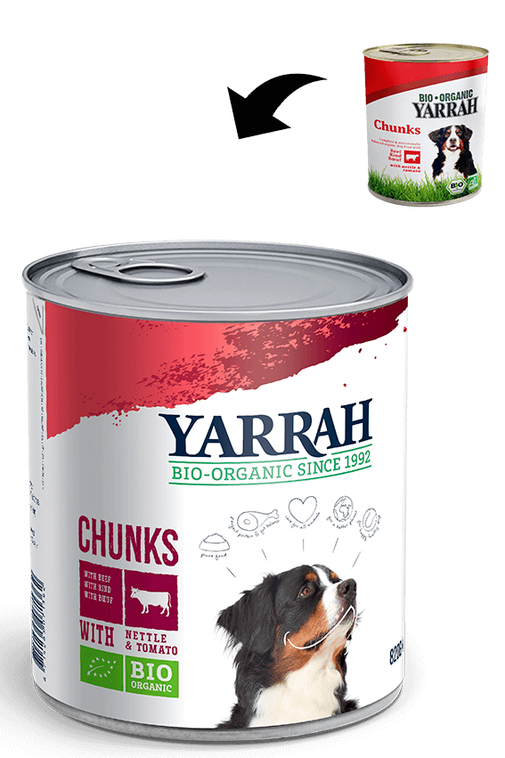 Yarrah Hund Bröckchen Huhn/Rind mit Brennnesseln & Tomate 6x820 gr